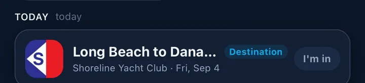 A calendar row with the I’m in button